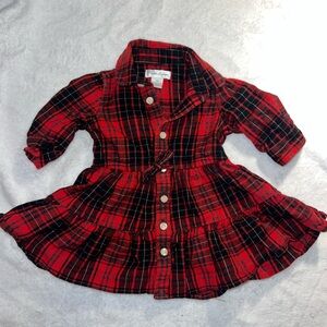 🩷5/$25 Ralph Lauren Red and Black Plaid Baby Dress 3M